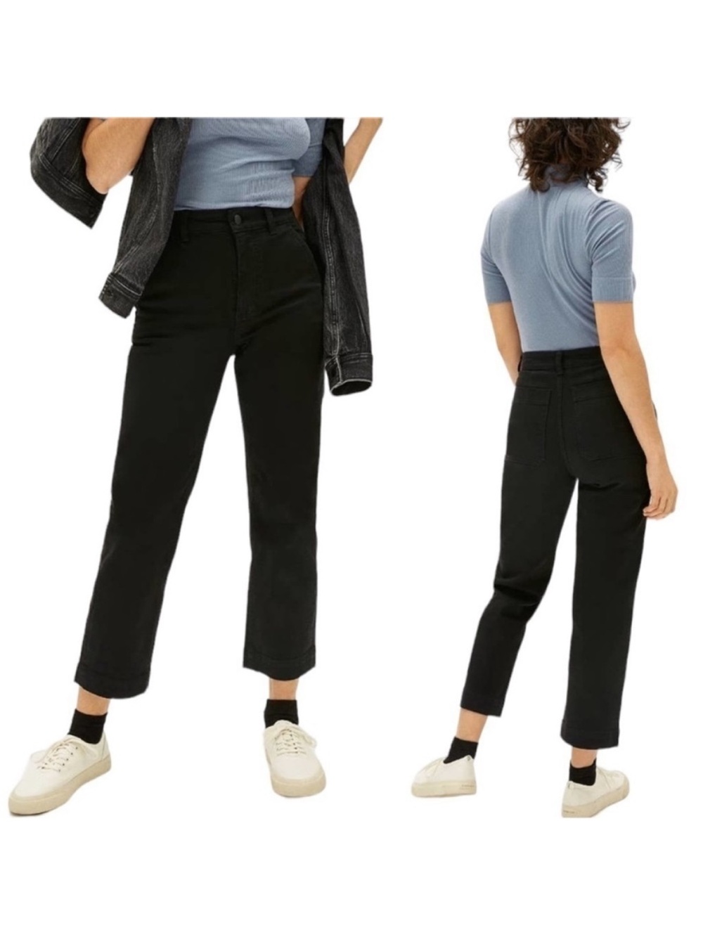 Everlane Straight Leg Cropped Black Jeans